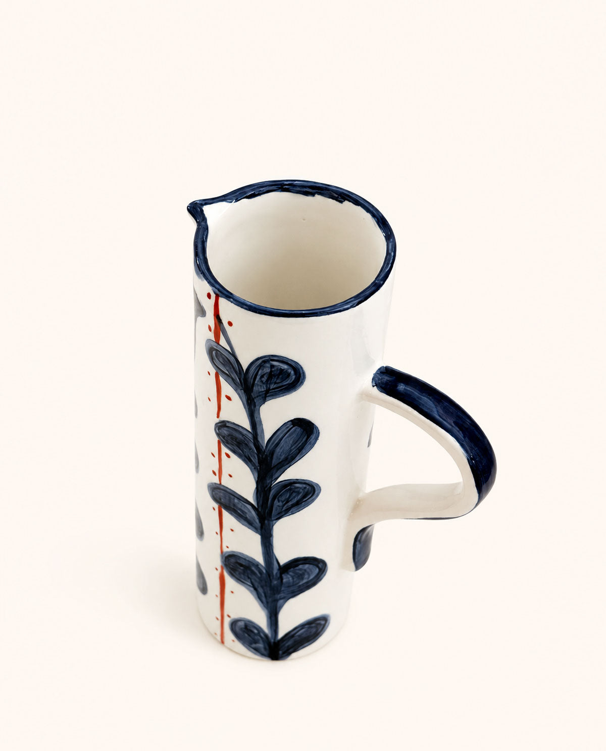 Blue Hand-Painted Ceramic Pitcher