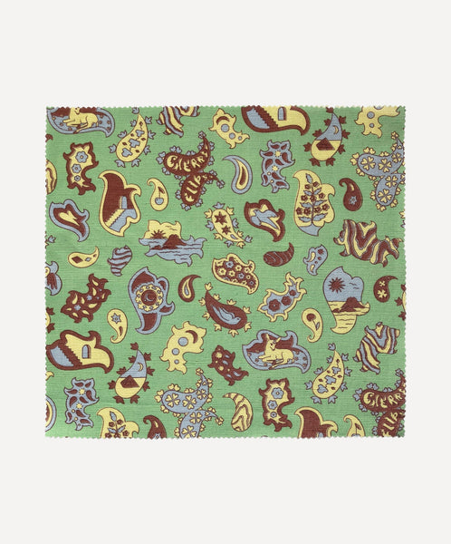 Interiors Fabric- Signature Paisley in Pear Green/Lemon/Chocolate
