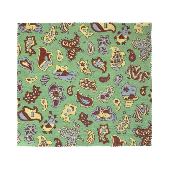 Interiors Fabric- Signature Paisley in Pear Green/Lemon/Chocolate
