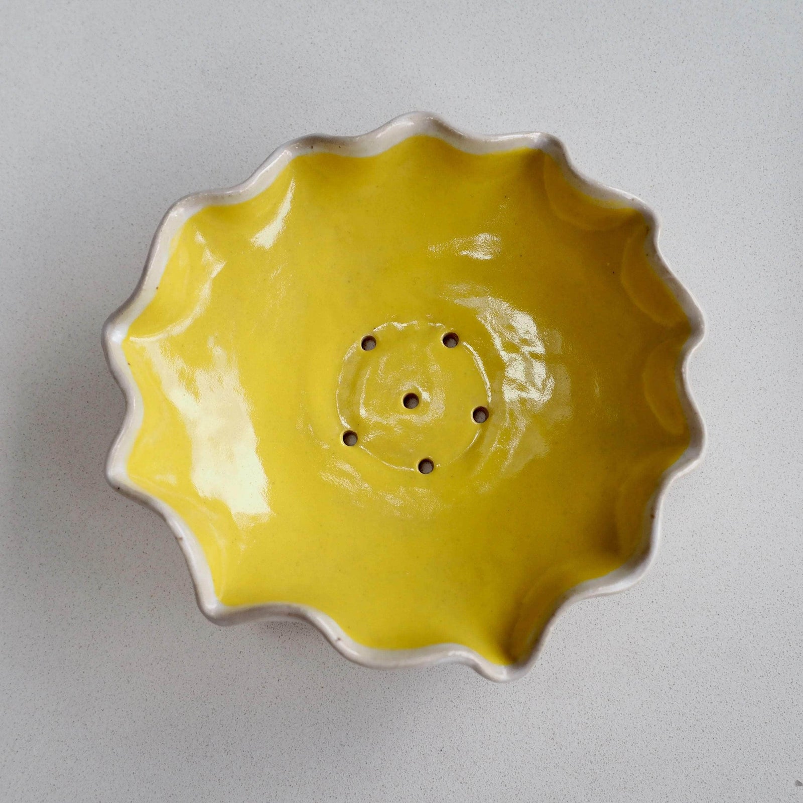 Yellow Handmade Curvy Ceramic Soap Dish