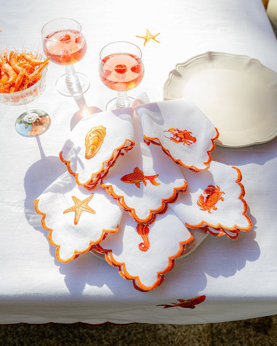 Orange Oyster Napkin with Picot Trim