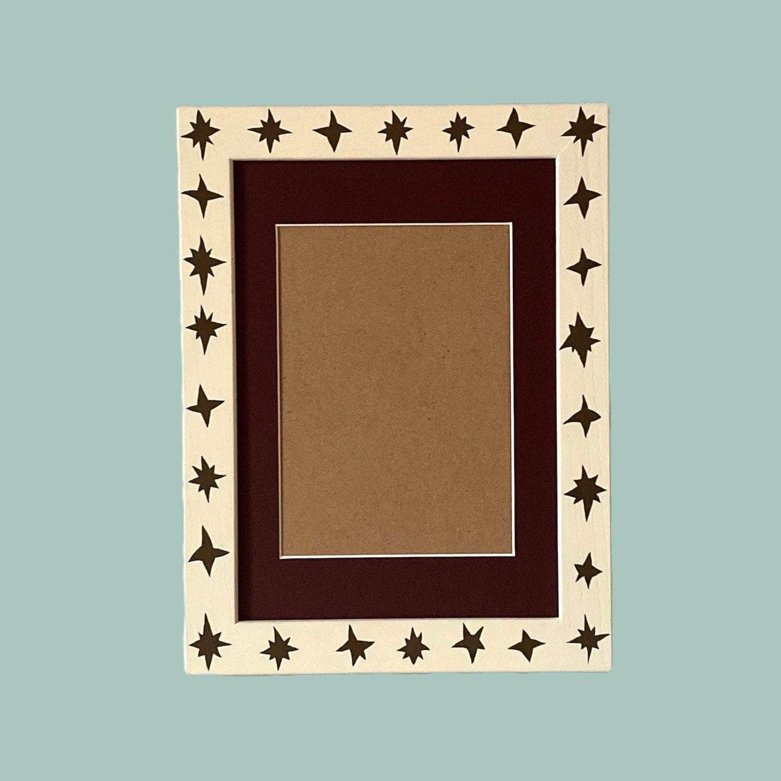 Painted Wood Picture Frame, Cream Wonky Stars