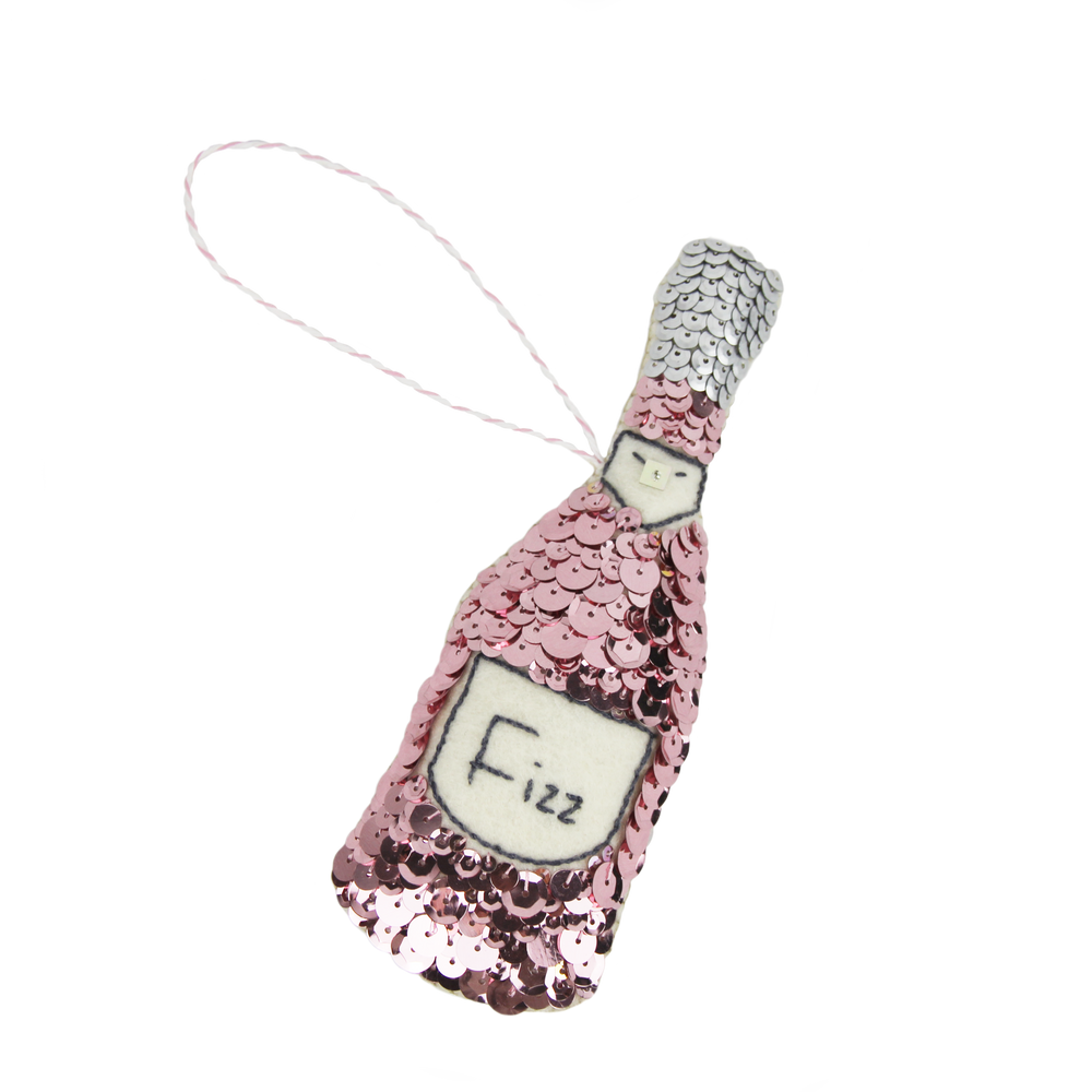 Rosé Champagne Sequin Ornament