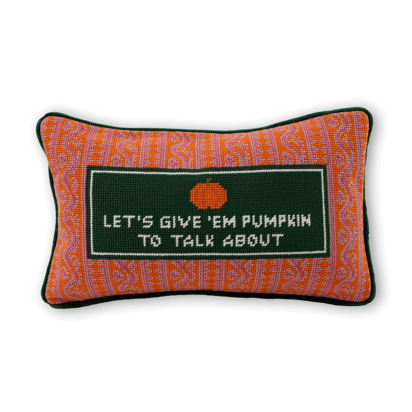 Pumpkin To Talk About Needlepoint Pillow-