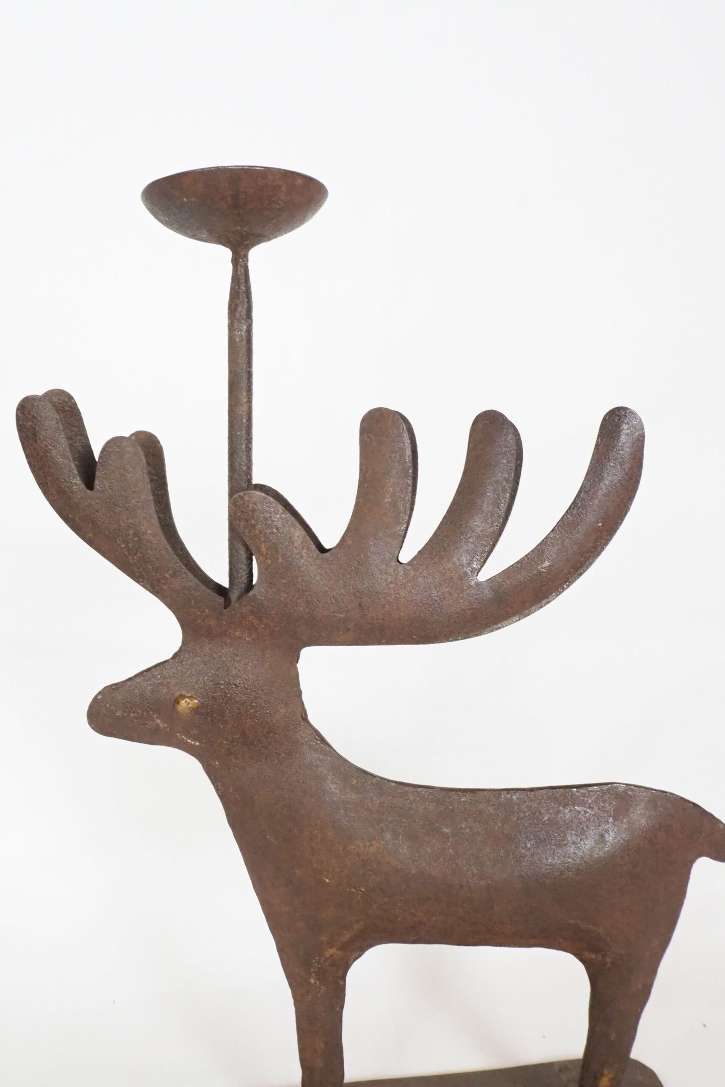 Folk Art Moose Candlestick