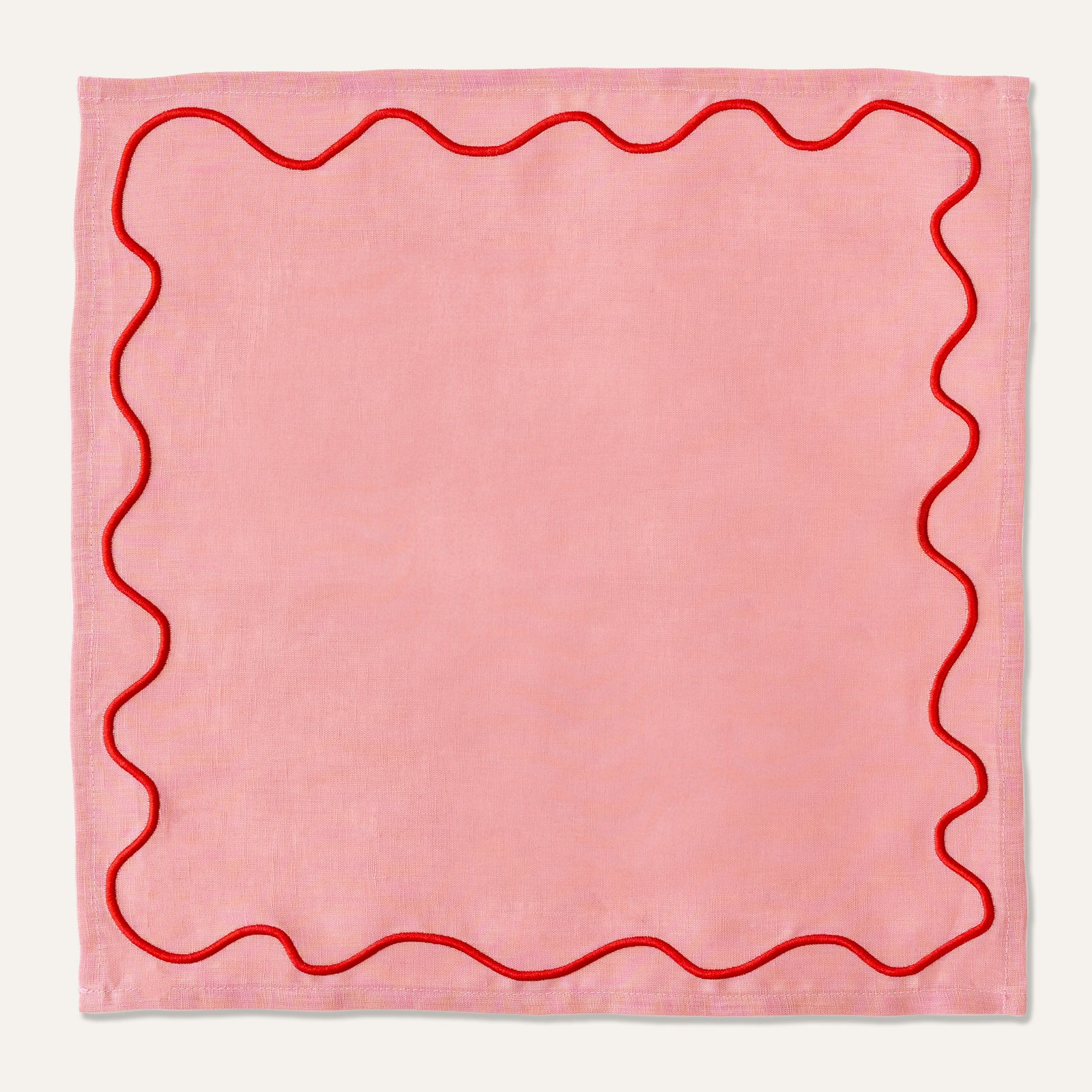 100% Linen Napkin Set Wavy Pink