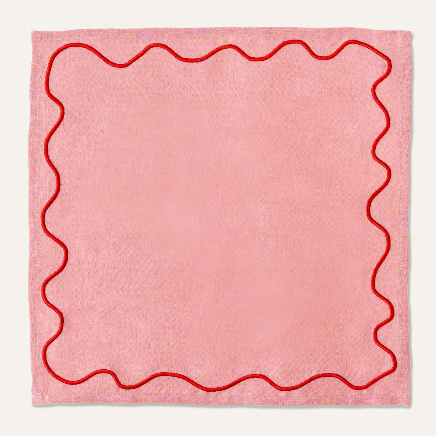 100% Linen Napkin Set Wavy Pink