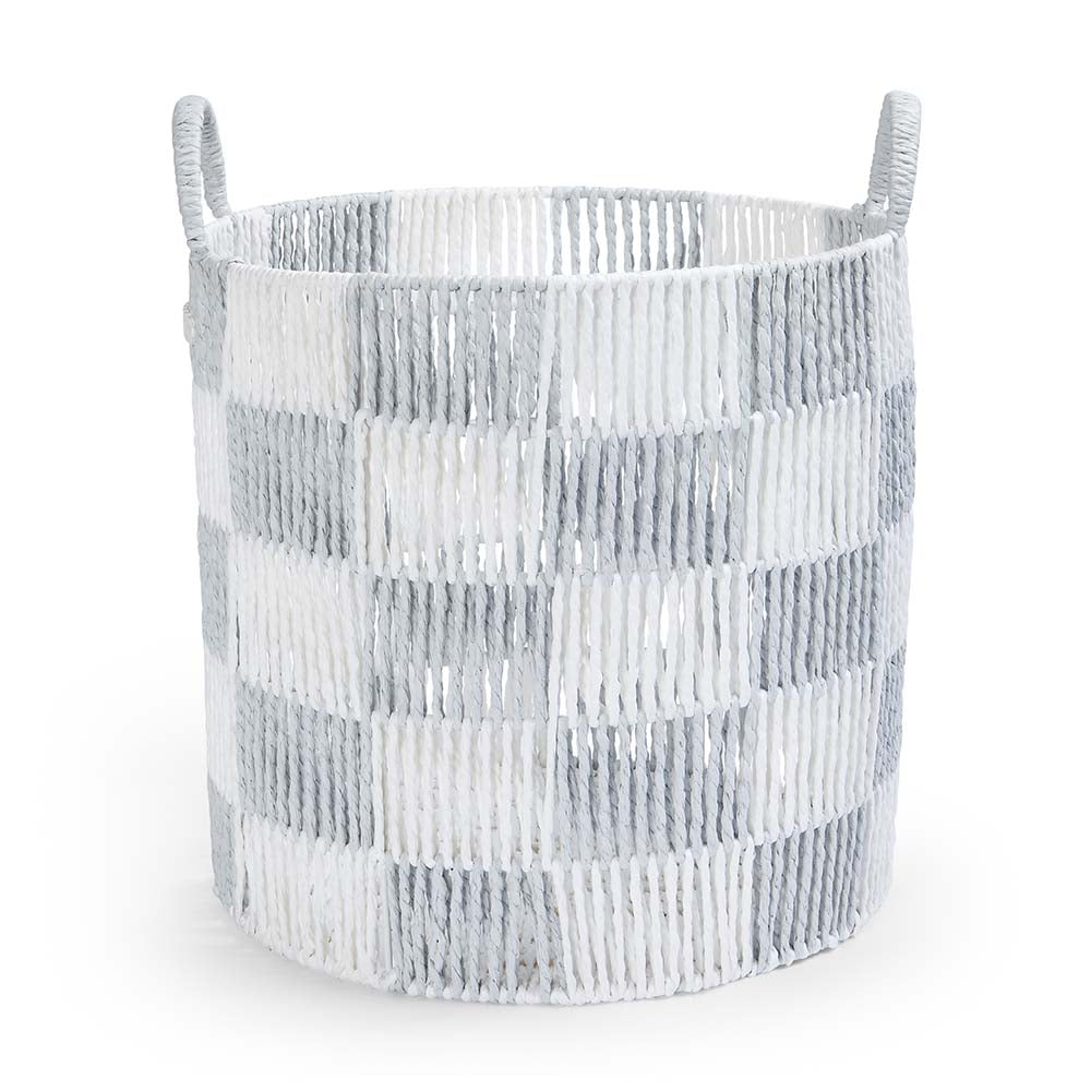 Checkerboard Storage Basket Large - Powder Blue