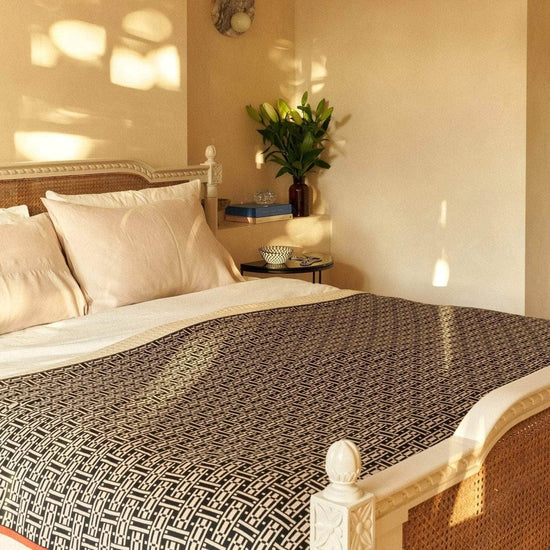 Parquet Merino Wool Blanket - Natural
