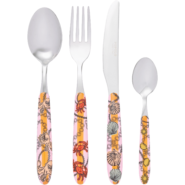 Cutlery Set of 4 Pink Sea