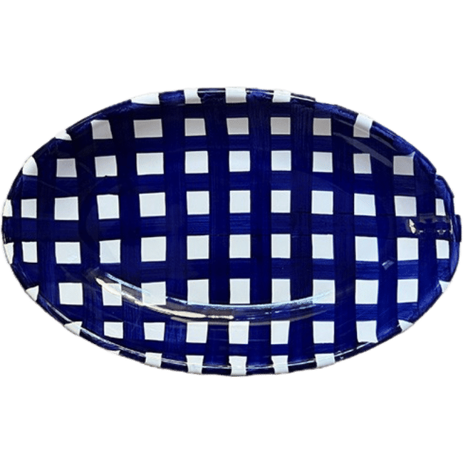 Large Blue Check Platter