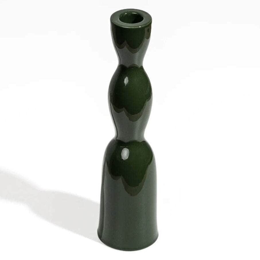 Dark Green Tall Wave Candleholder