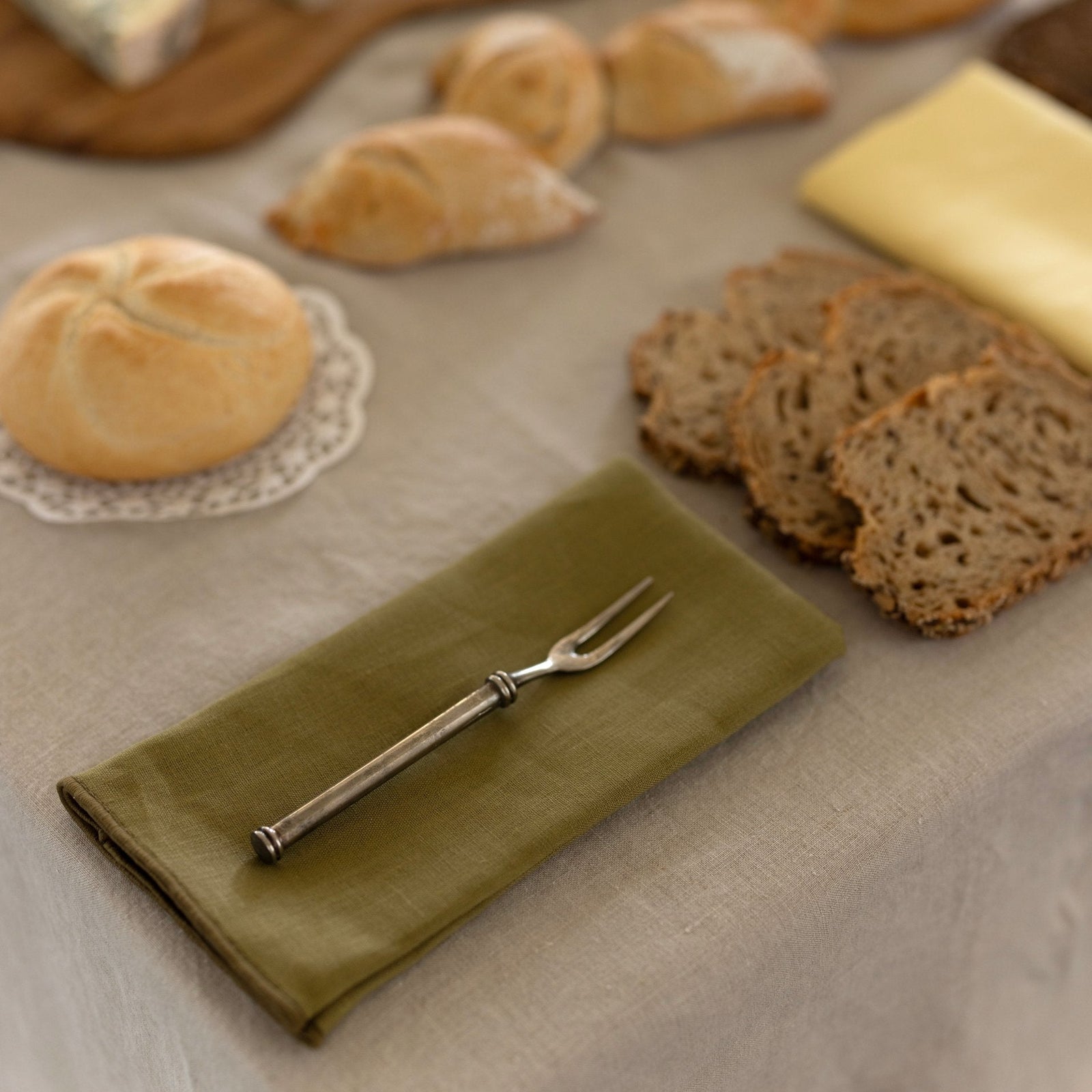 Set of 100% Linen Napkins in Olive Green