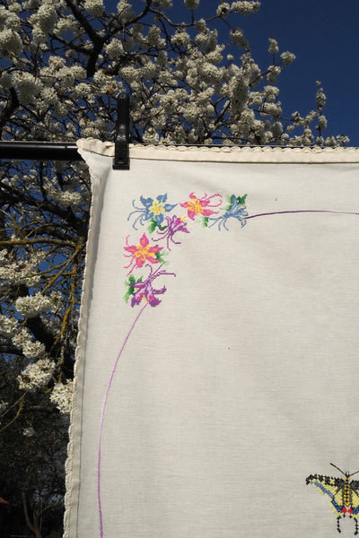 Vintage Embroidered Tablecloth