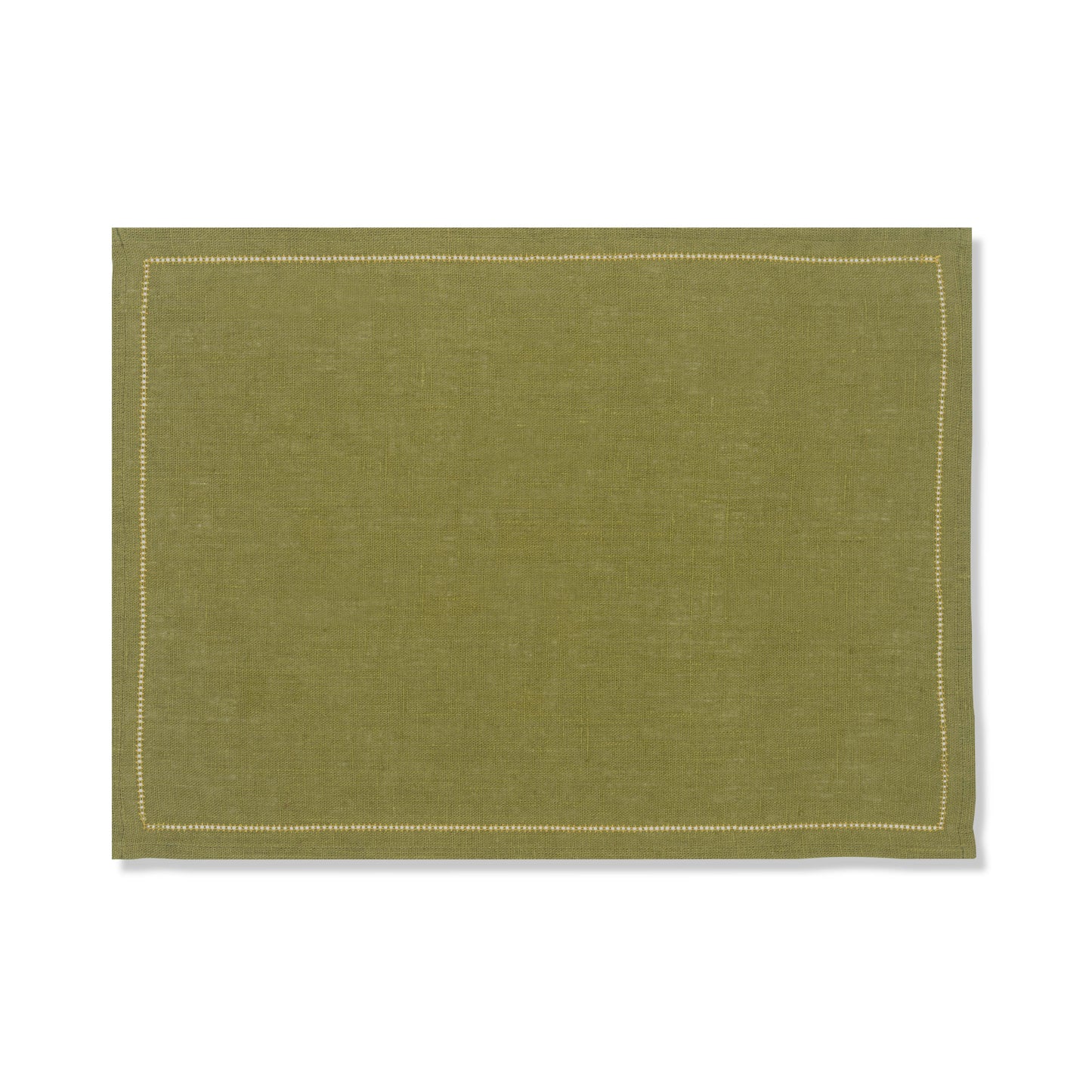 Set of 6 Personalised Fern Green Placemats with Ochre Hemstitch