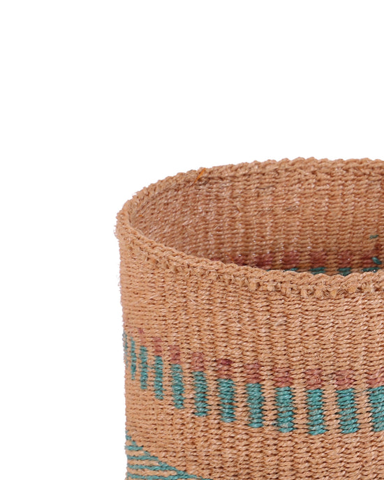 MANUFAA: Small Blue and Brown Sisal Basket