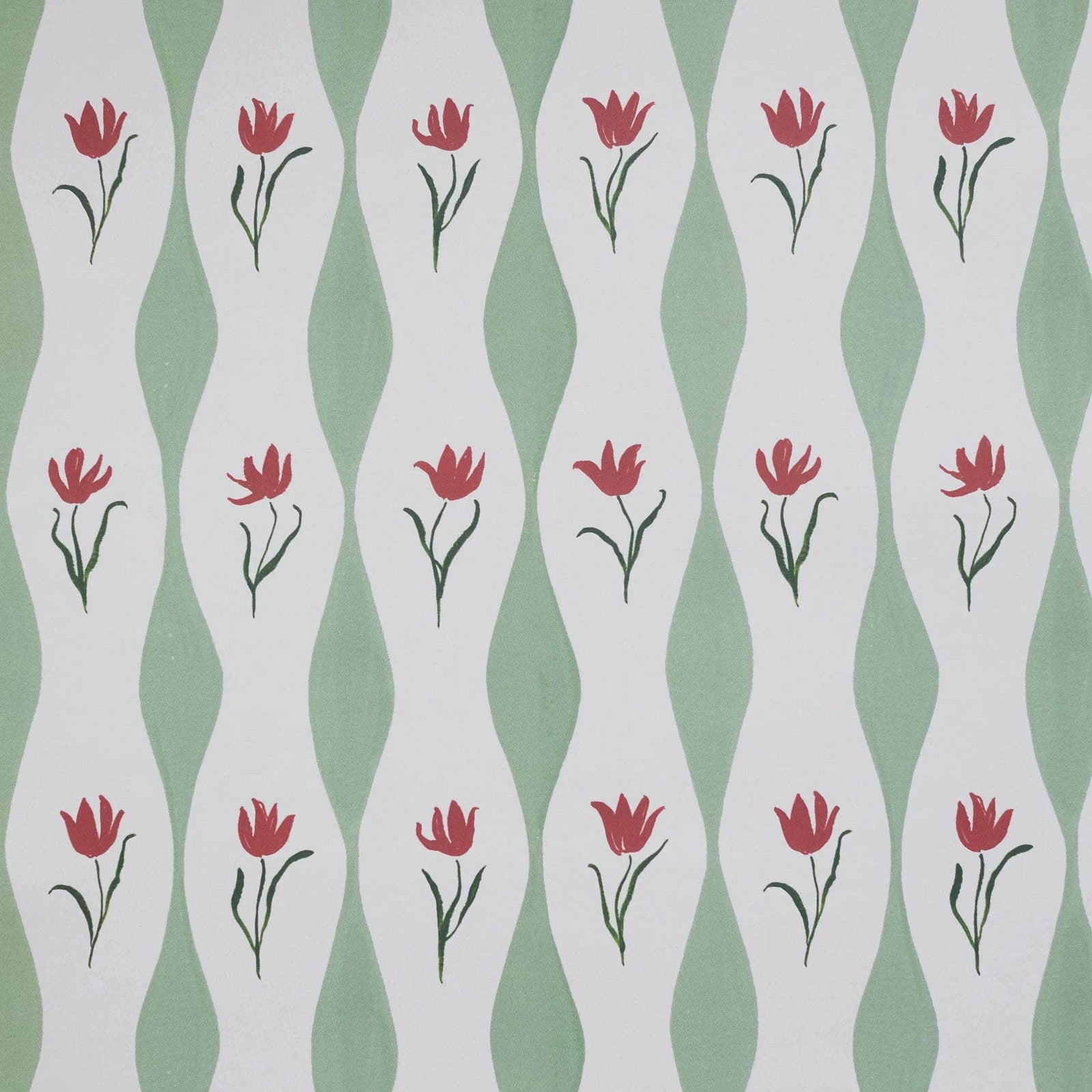 Tulip Wave Wallpaper, Pistachio