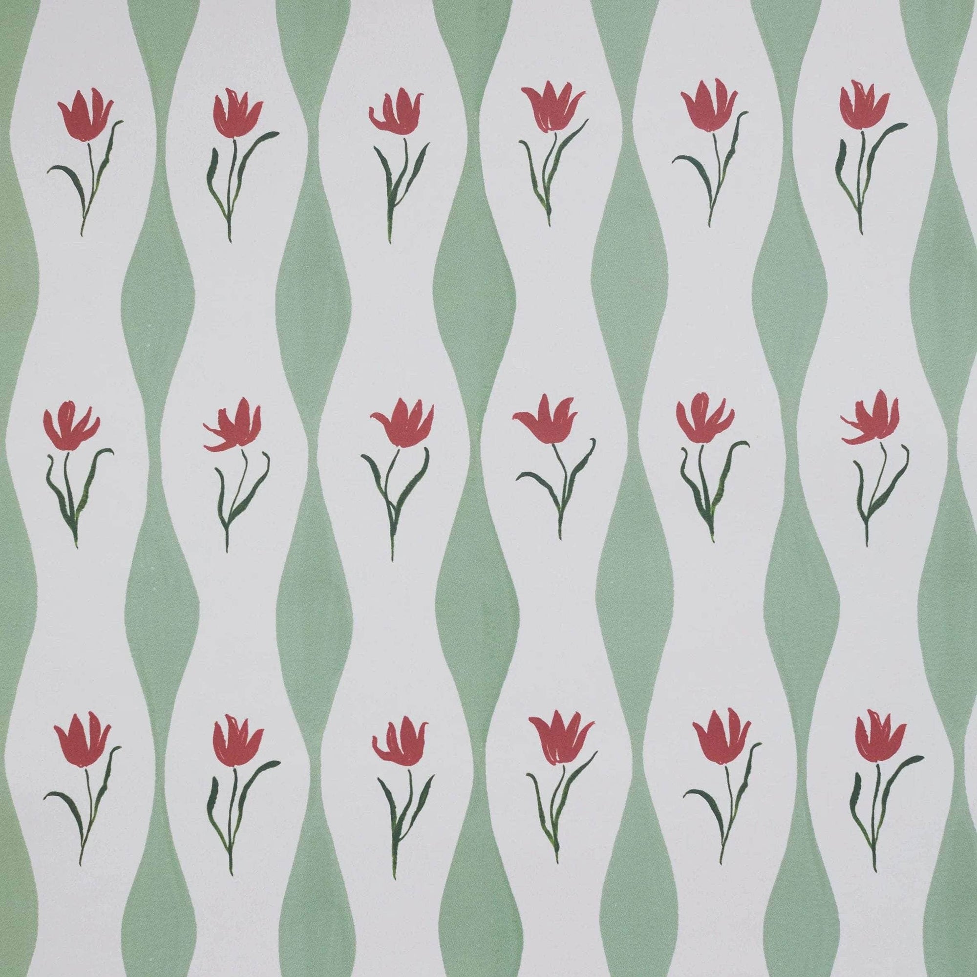 Tulip Wave Wallpaper, Pistachio