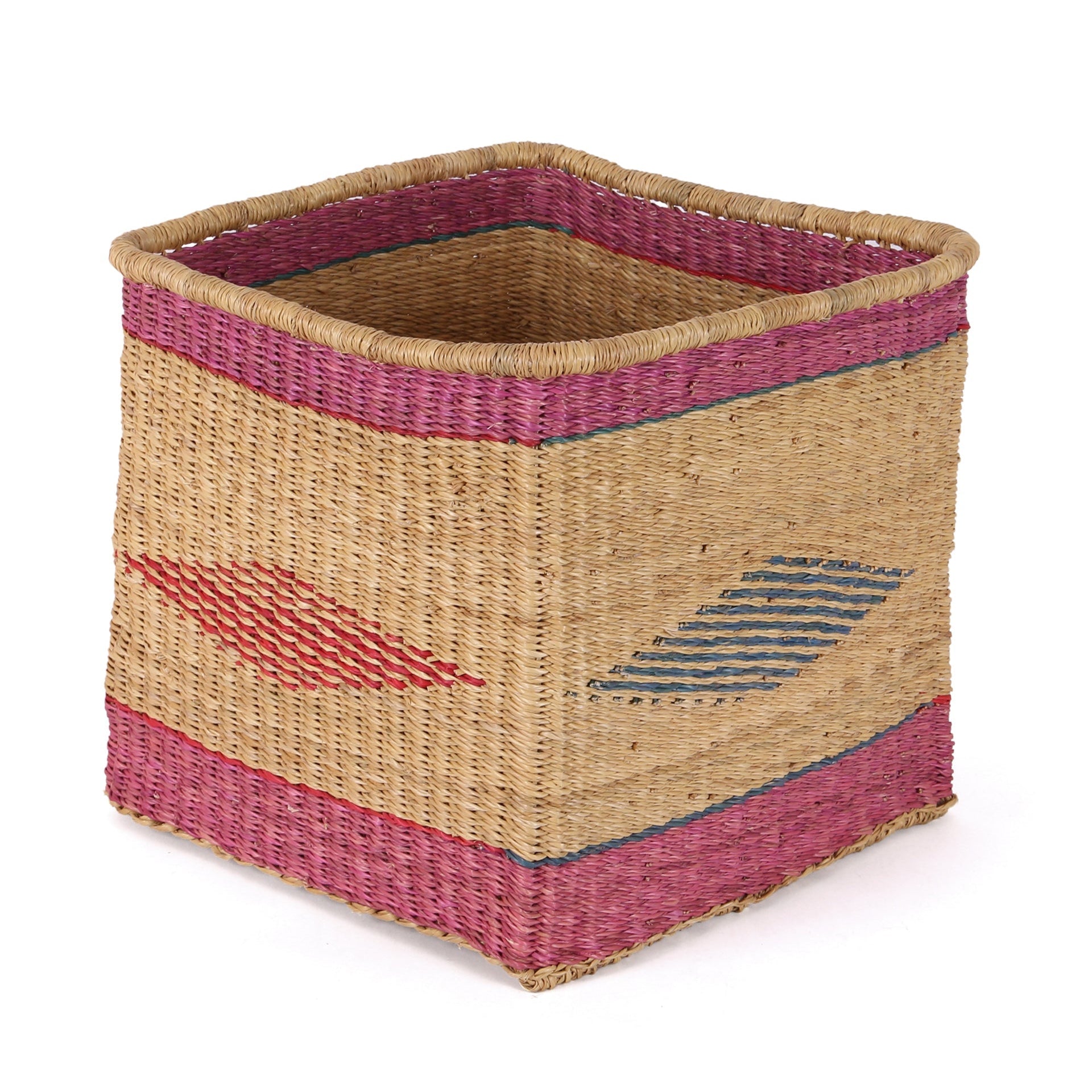 ABRONOMA: Pink, Blue and Red Square Storage Basket