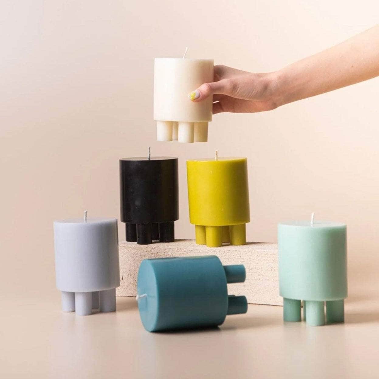 Stack Candle Prop - Pearl White