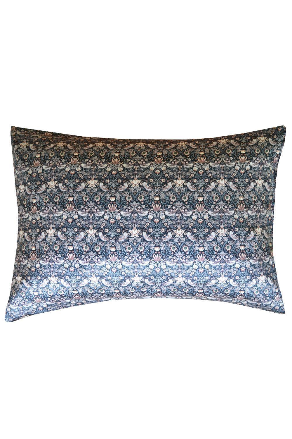 Silk Pillowcase made with Liberty Fabric STRAWBERRY THIEF GREY