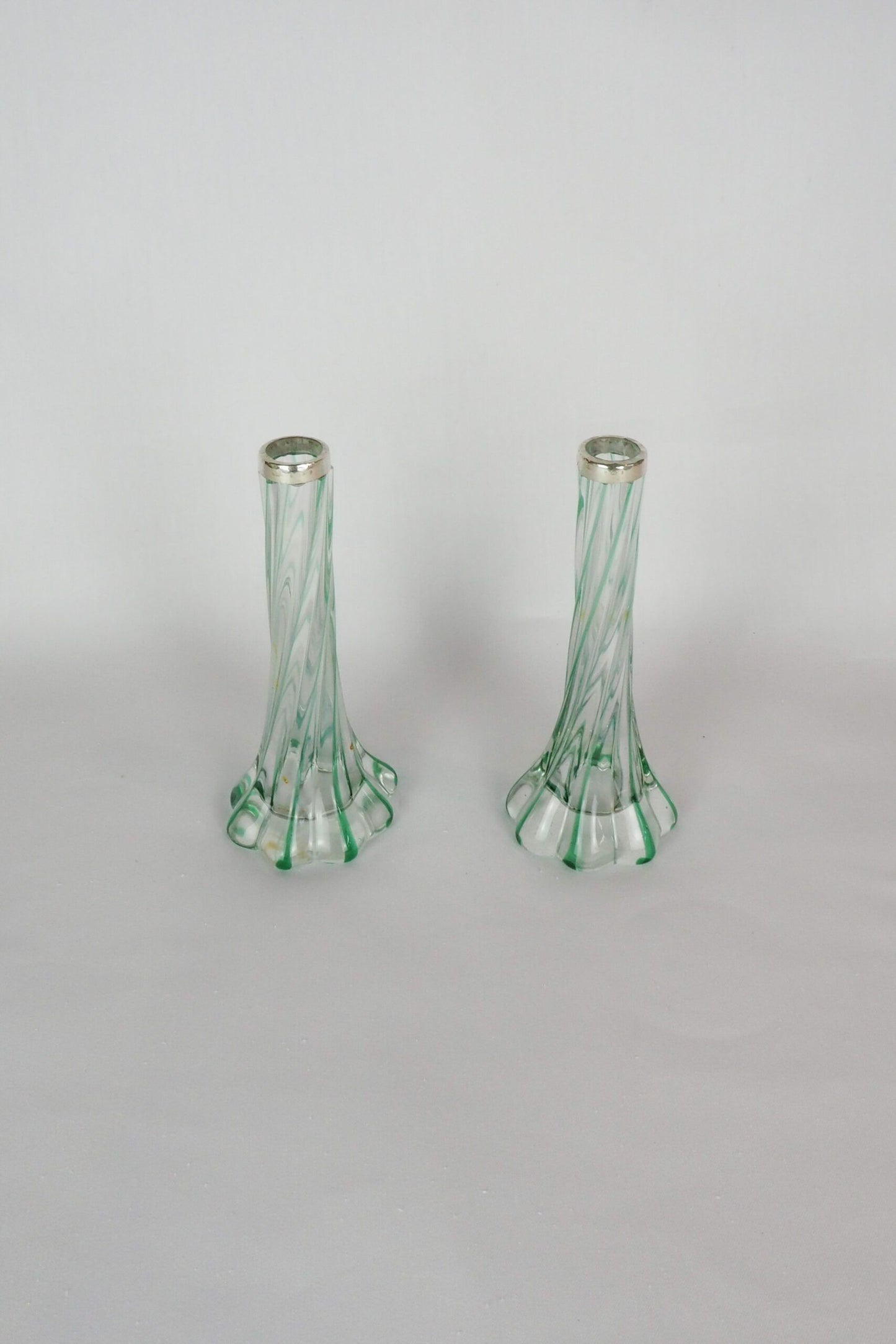 Glass and Silver Bud Vases