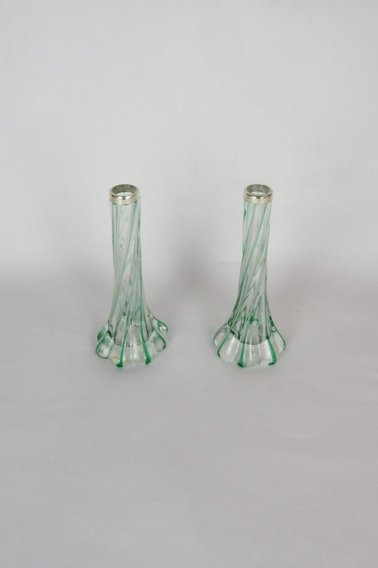 Glass and Silver Bud Vases