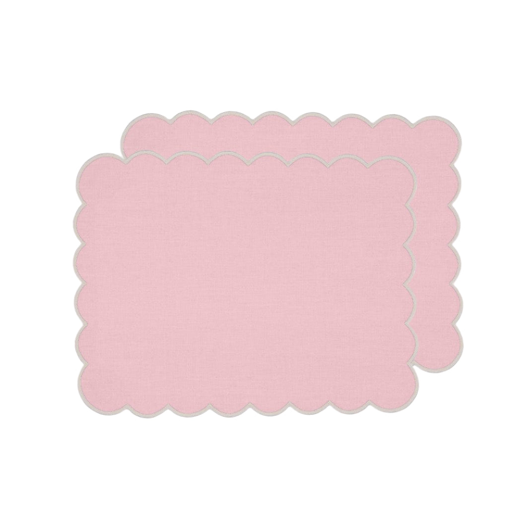 Zero-Waste Scalloped Linen Placemats Bubblegum Pink - Set of 2
