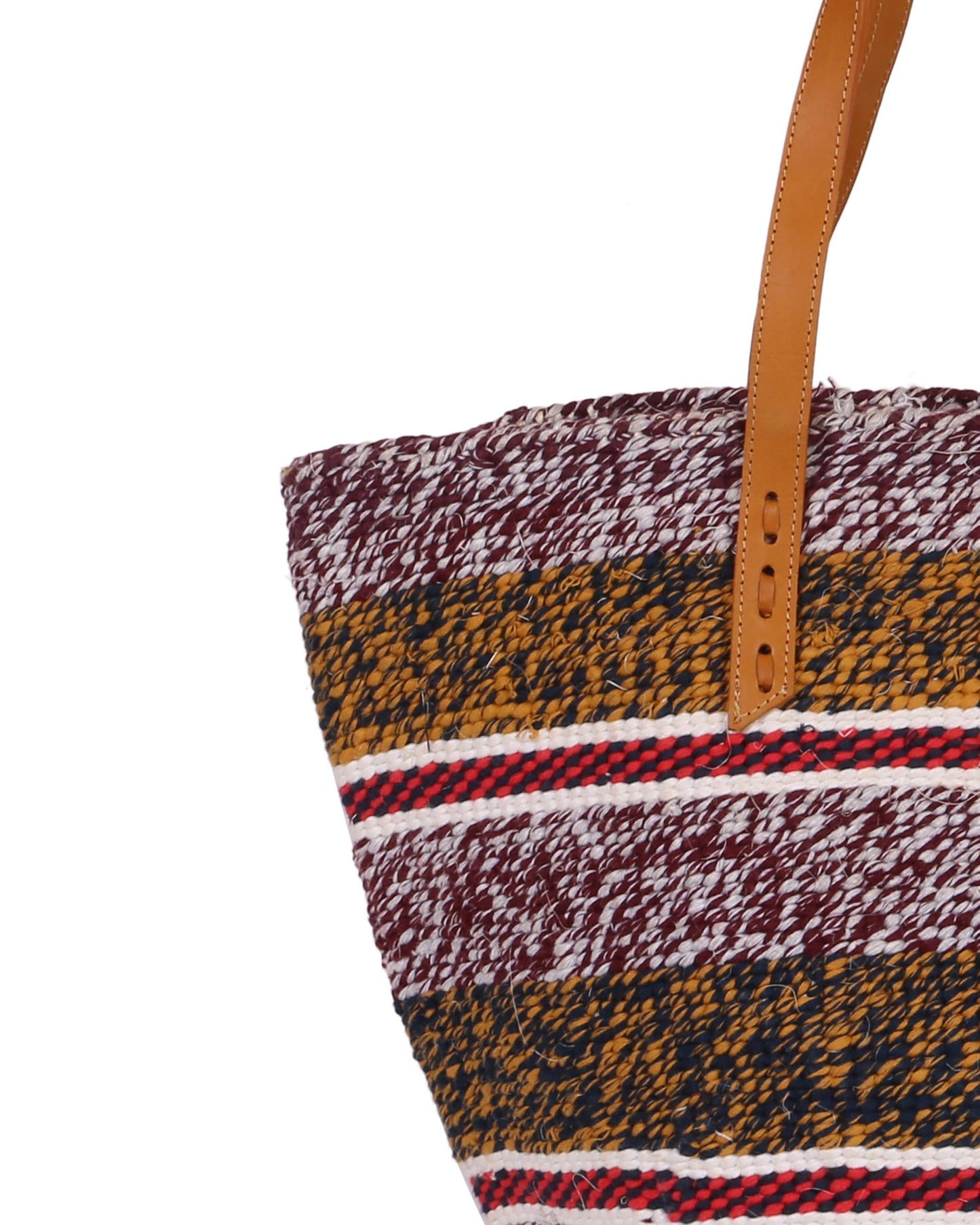 KIDOSHO: Handwoven Maroon, Orange and Black Wool Tote Bag