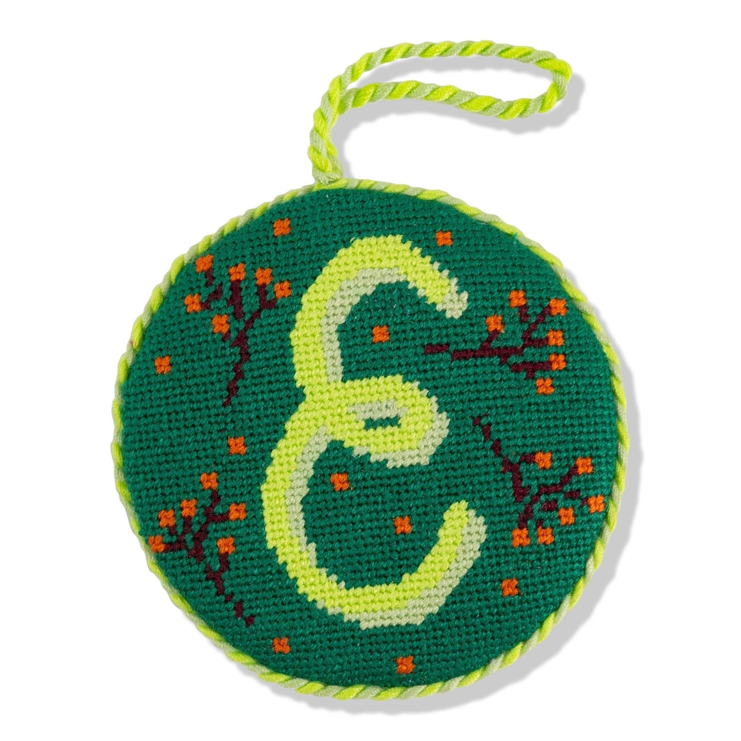 Needlepoint Monogram Ornament - E