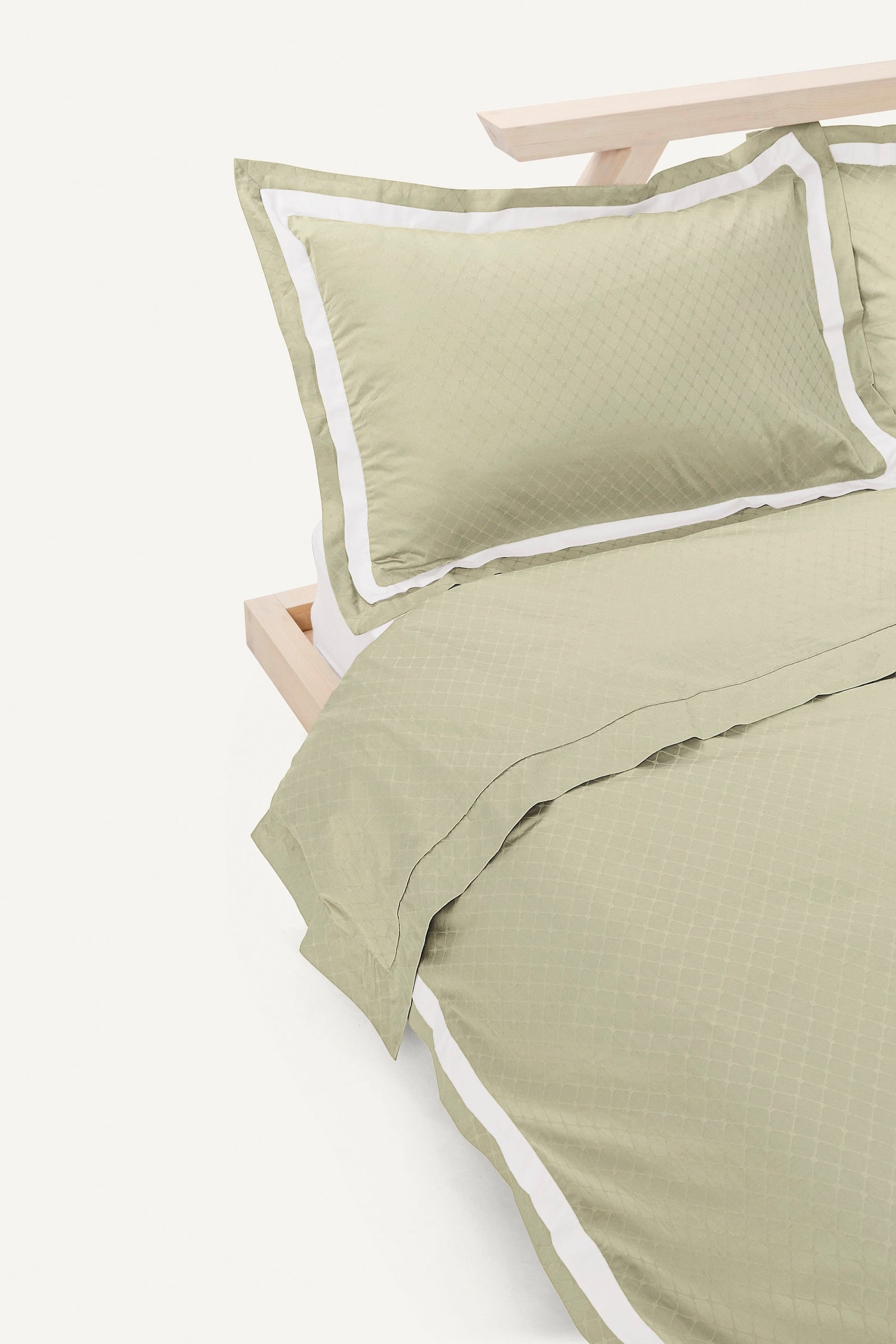 Jacquard Organic Cotton Duvet Cover - Sage