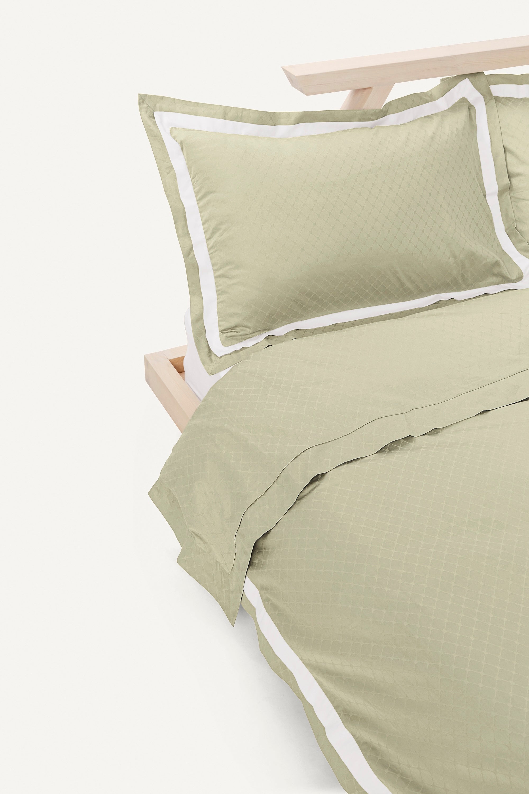 Jacquard Organic Cotton Duvet Cover - Sage