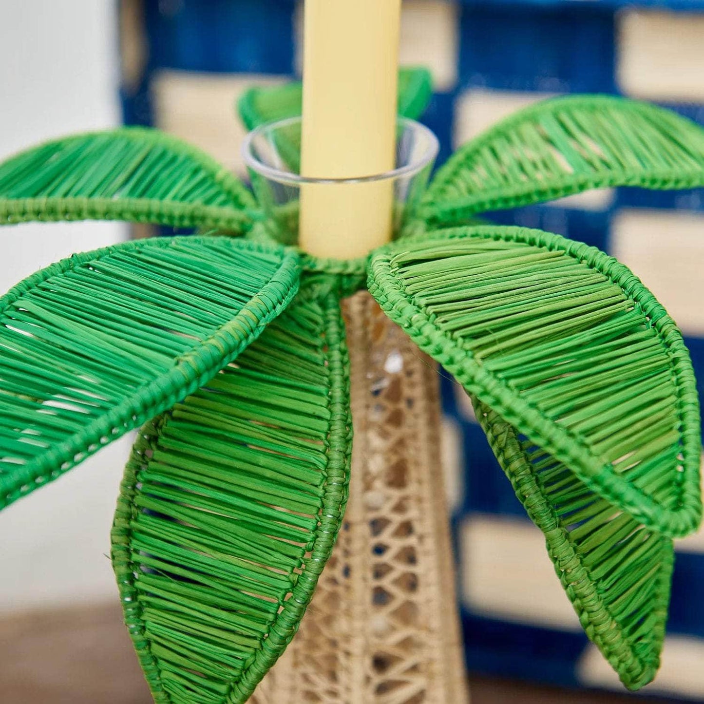 Green Iraca Palm Tree Candleholder L