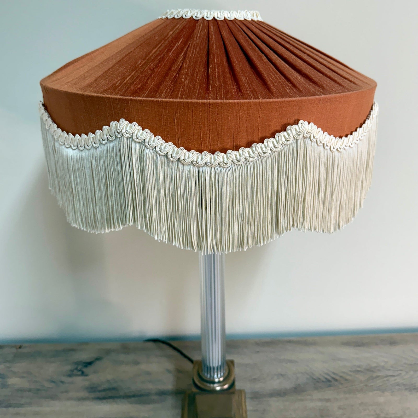 The Peggy Silk Fringed Lampshade - Rust