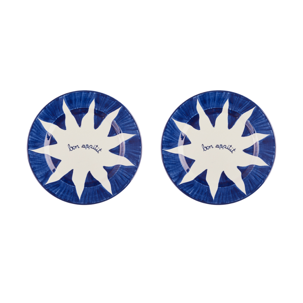 Soleil Blue Dessert Plates Set-Of-Two