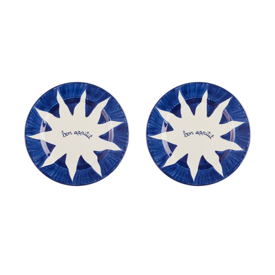 Soleil Blue Dessert Plates Set-Of-Two