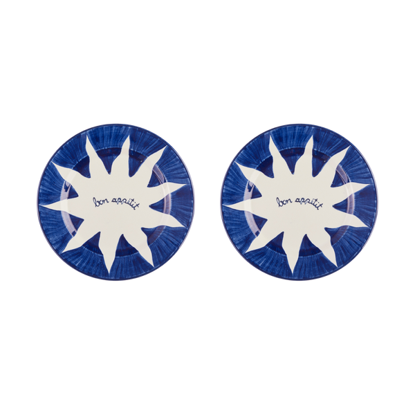 Soleil Blue Dessert Plates Set-Of-Two