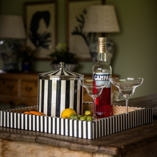 Square Inlay Tray | Large | Black  | Striped