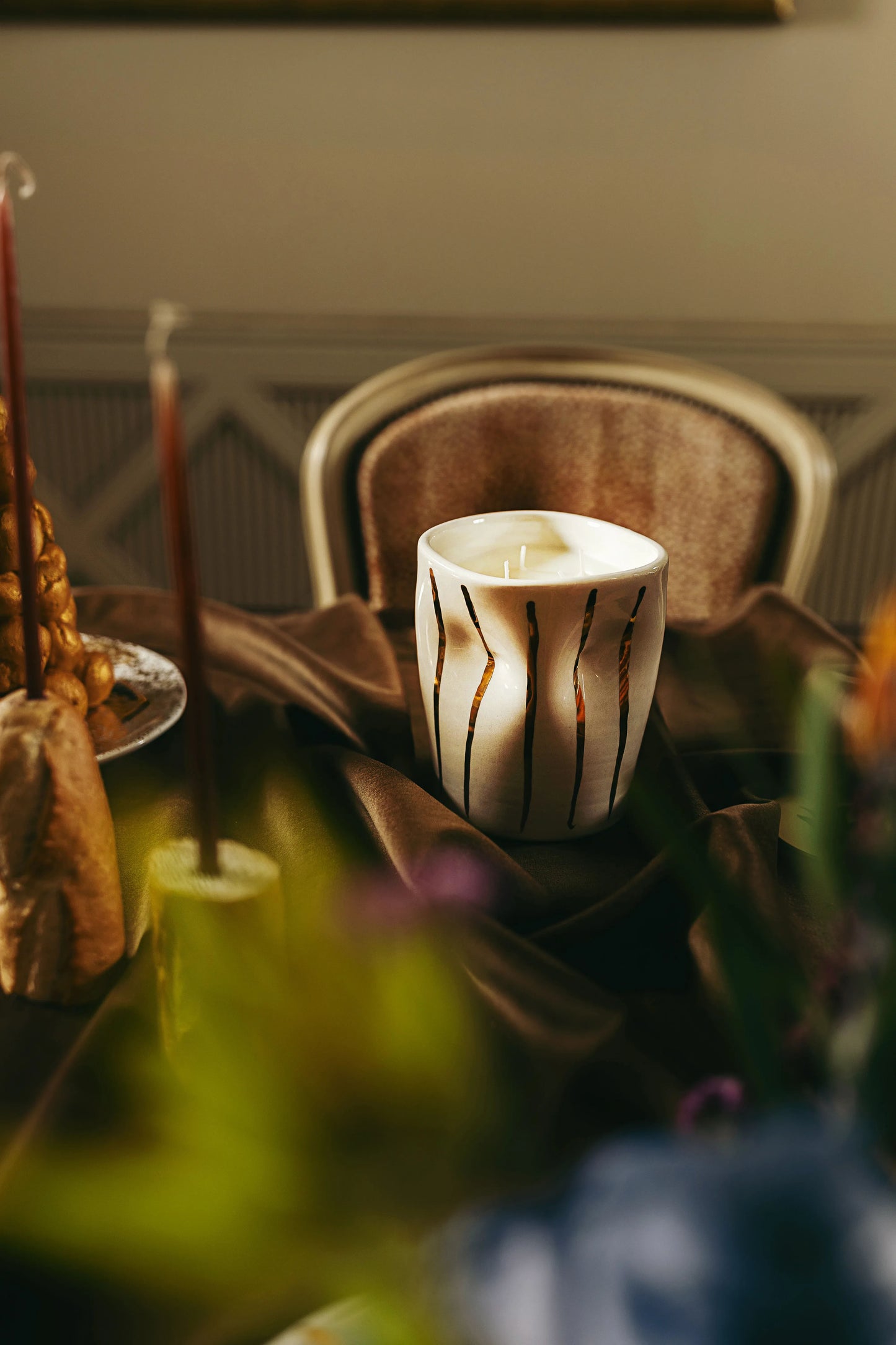 Gold Stripes Candle