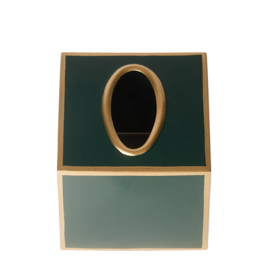 Tissue Box Cover | Forest Green & Gold