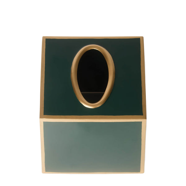 Tissue Box Cover | Forest Green & Gold