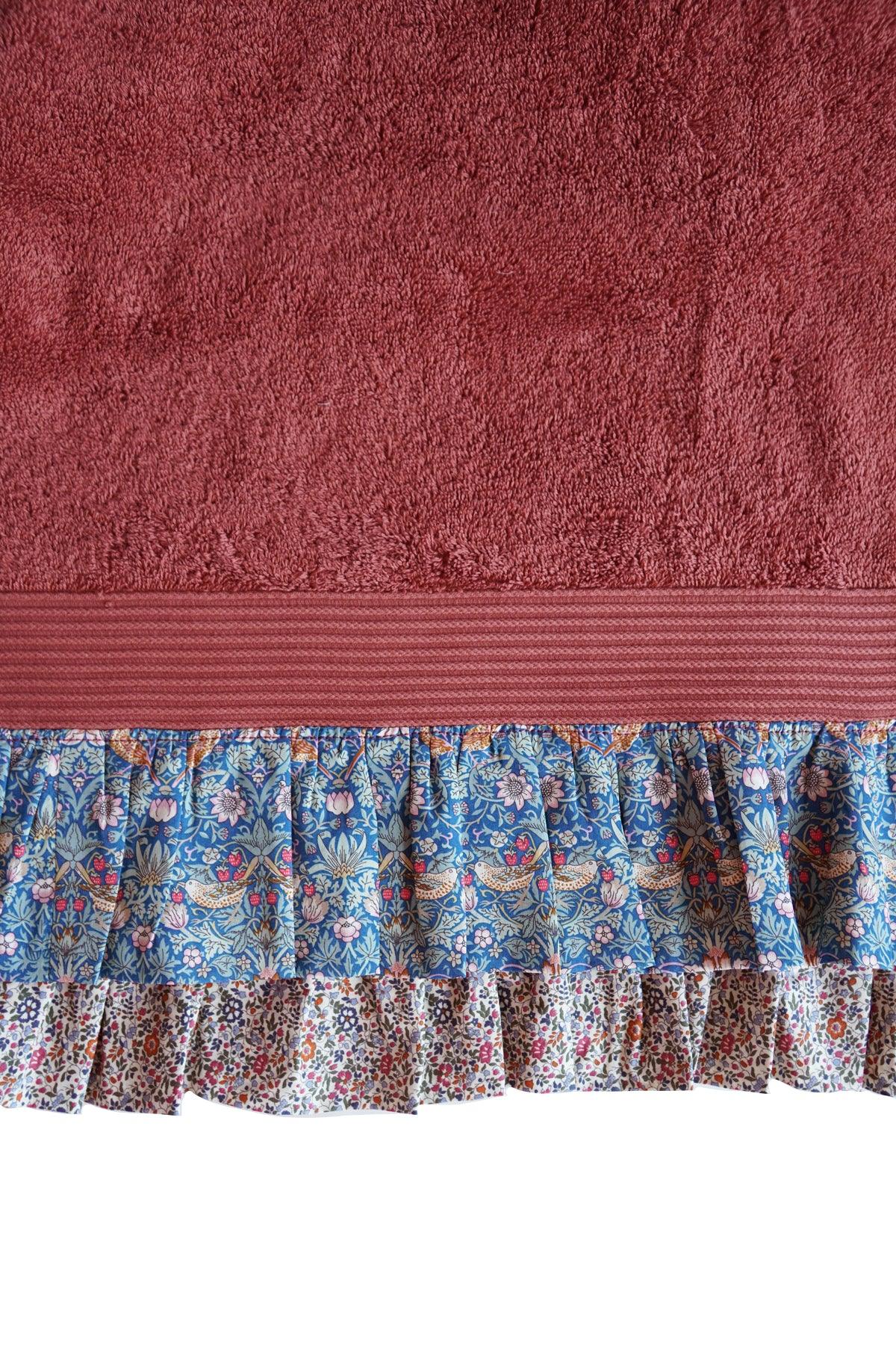 Ruffle Edge Towel made with Liberty Fabric STRAWBERRY THIEF & KATIE & MILLIE