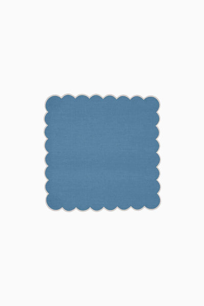 Zero-Waste Scalloped Linen Napkins Poppy Blue - Set of 2