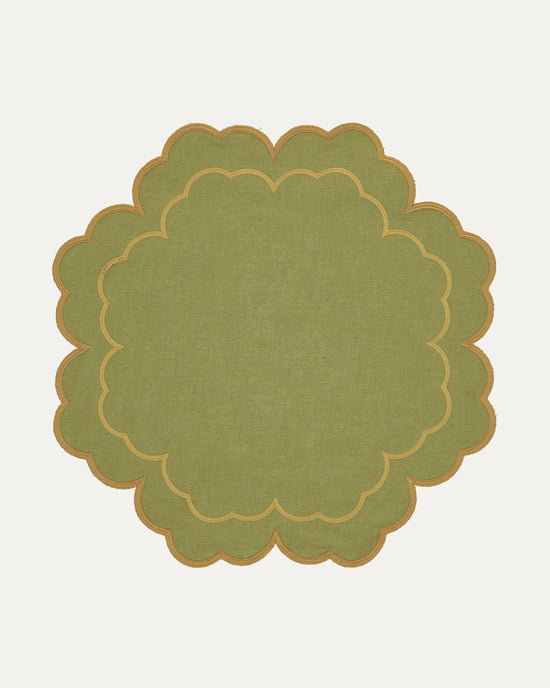 Placemat Iris, Green with Yellow
