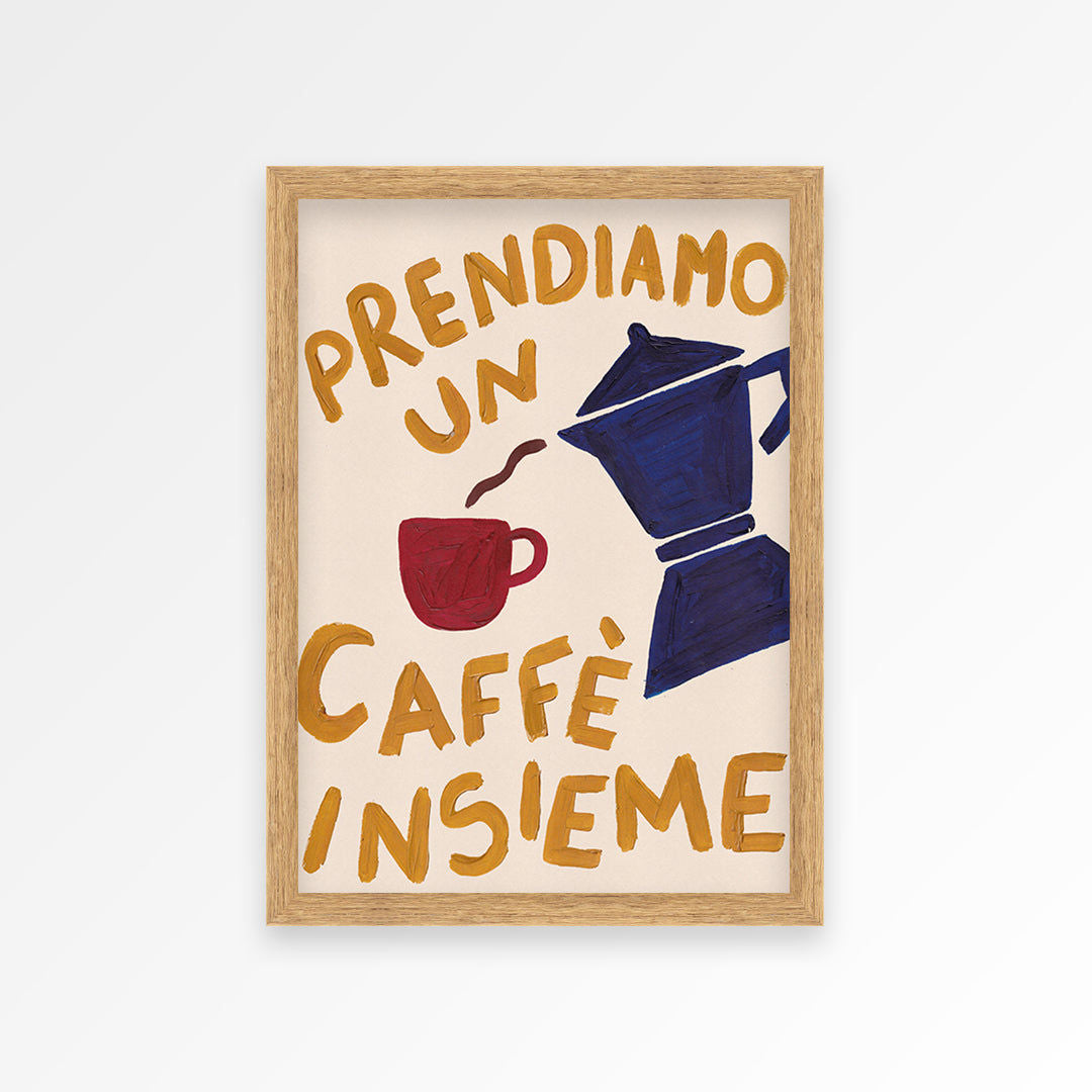 "Let's Have A Cup of Coffee" Hand Painted Print