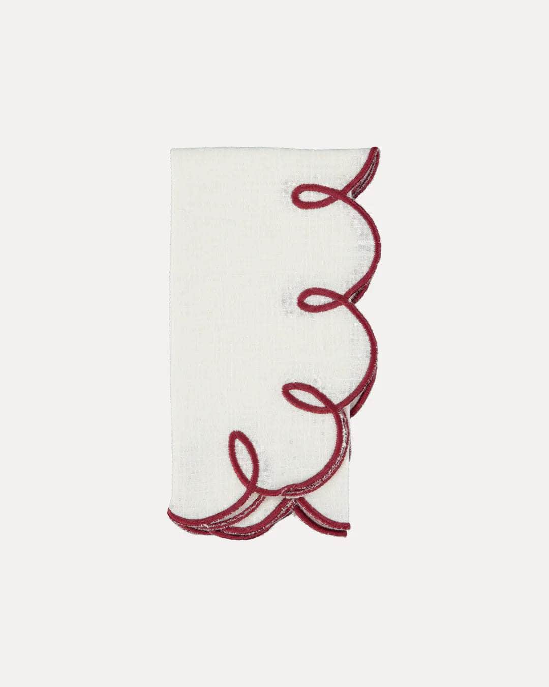Lisbon Napkin, White with Bordeaux