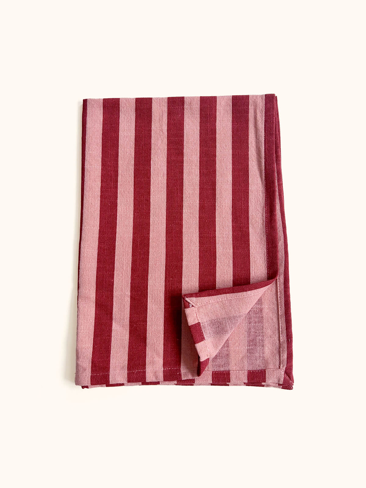 Jaipur Stripe Tea Towel, Pomegranate