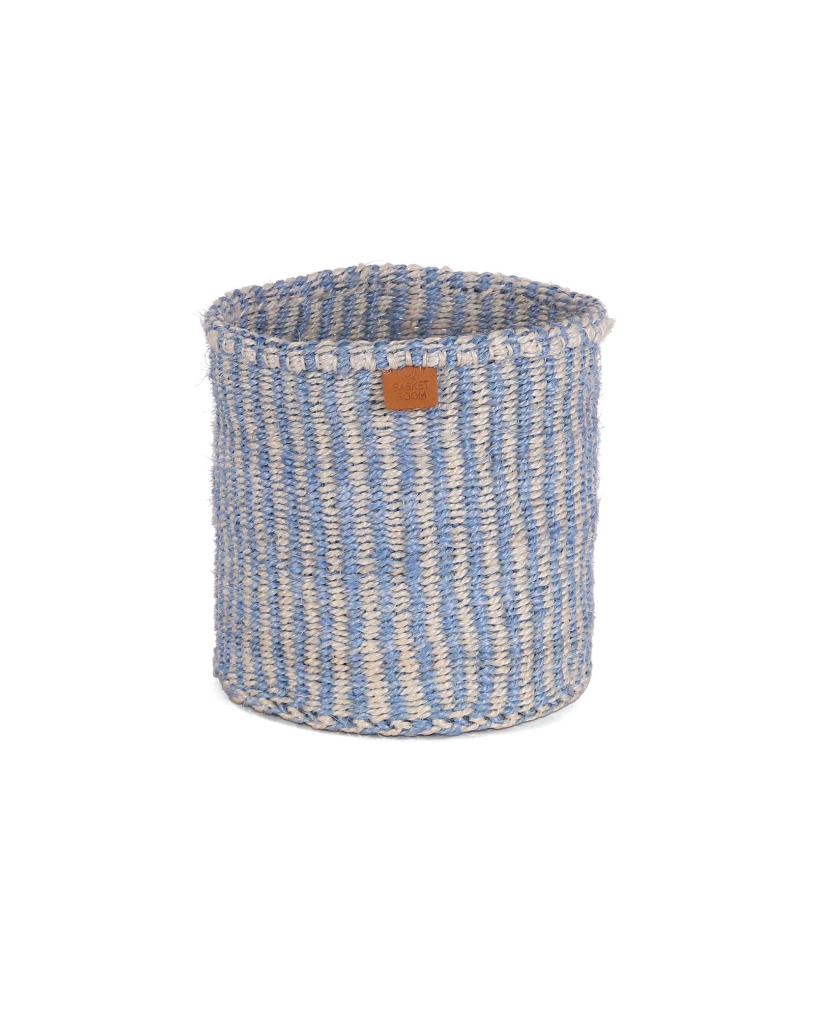 SEMA: Powder Blue and Natural Pinstripe Round Sisal Basket