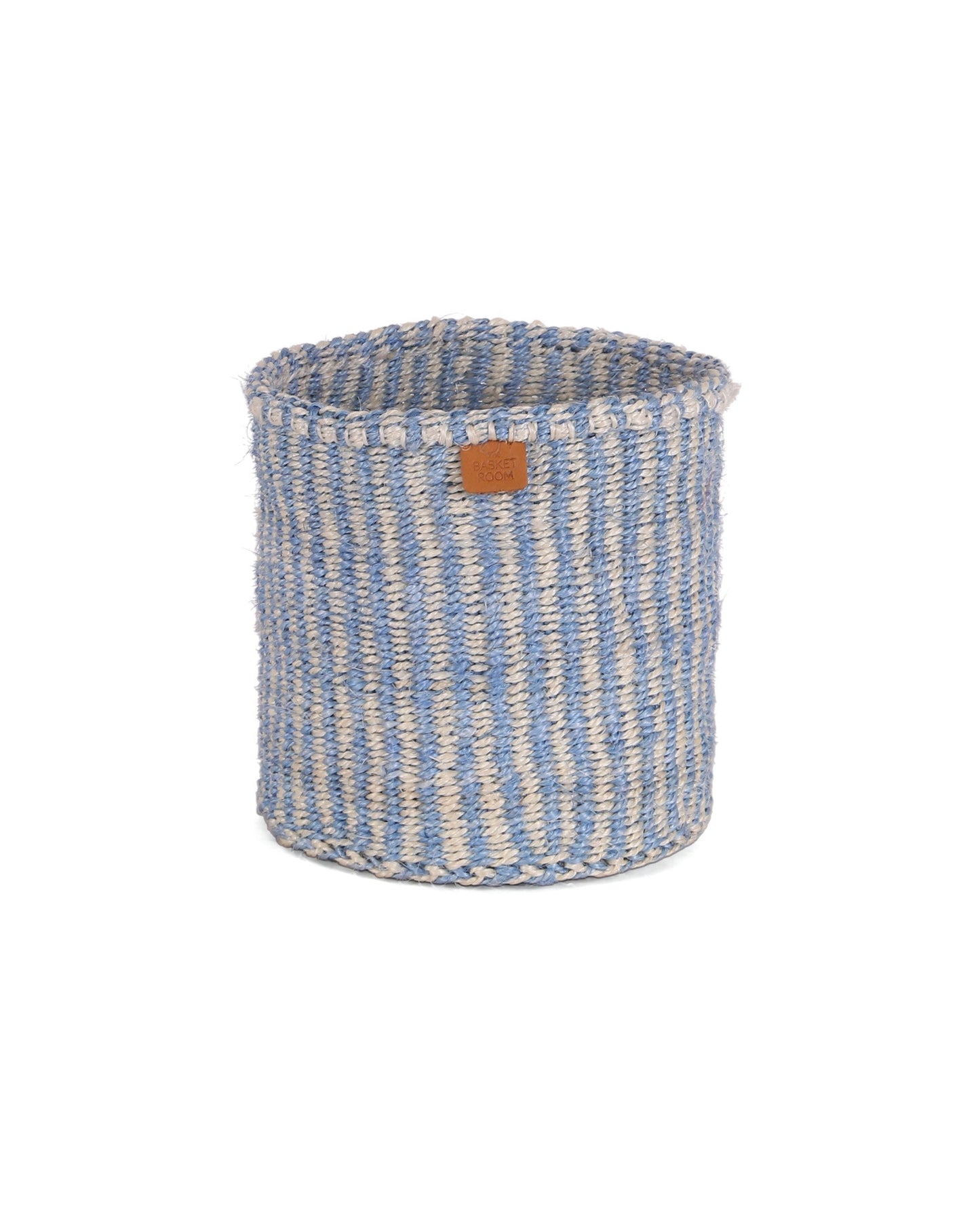 SEMA: Powder Blue and Natural Pinstripe Round Sisal Basket