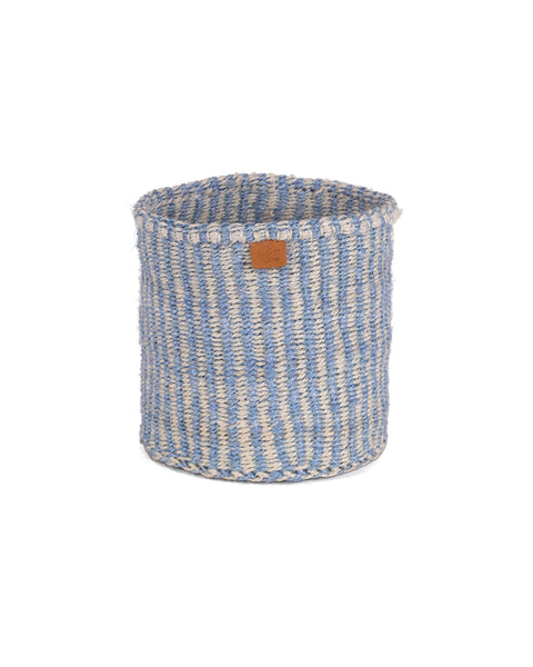 SEMA: Powder Blue and Natural Pinstripe Round Sisal Basket